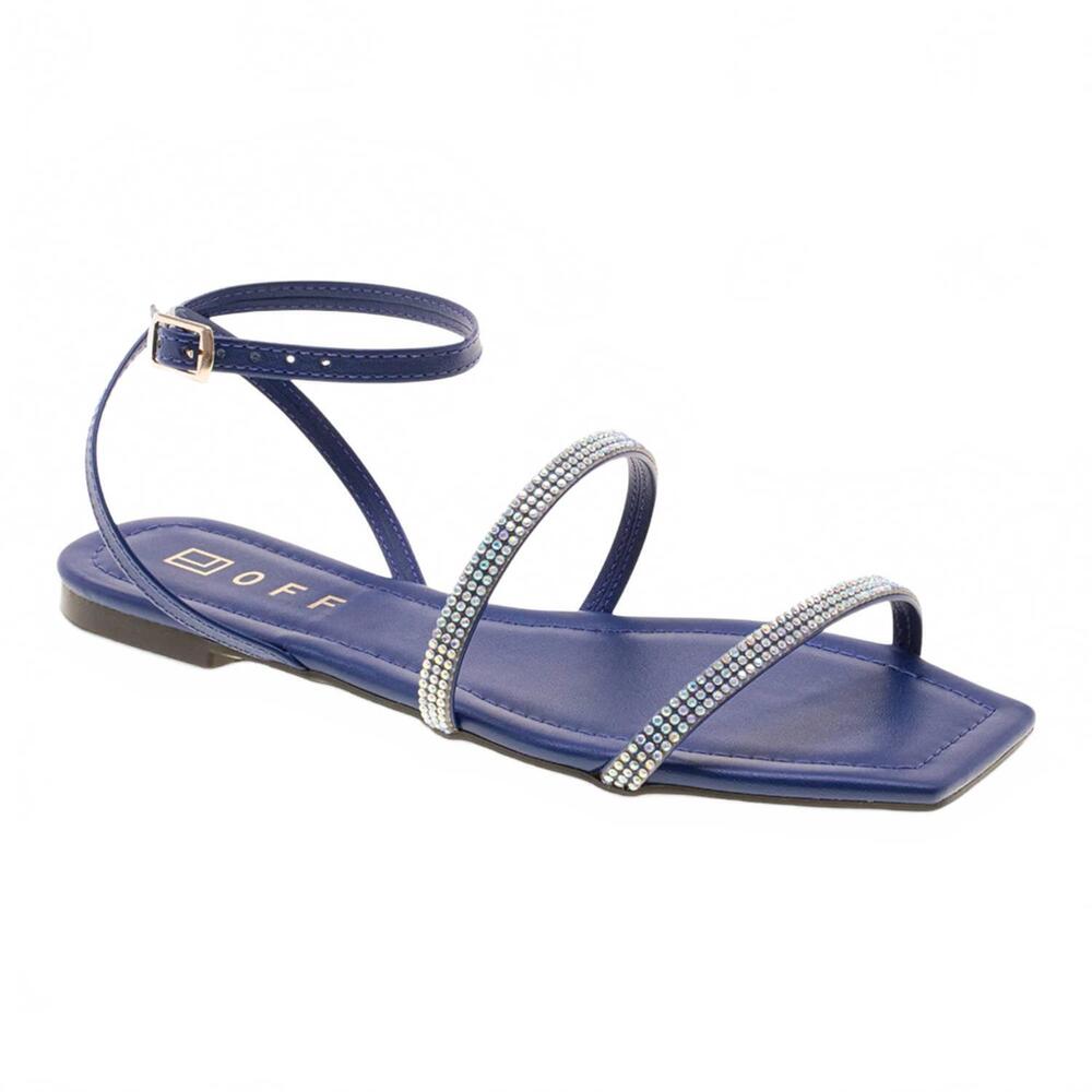 NEW OFFLINE women's embellished flat sandals in blue
